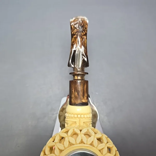 MBSD Meerschaum Silver Cap Lattice Author Block Meerschaum Pipe, New - Image 9