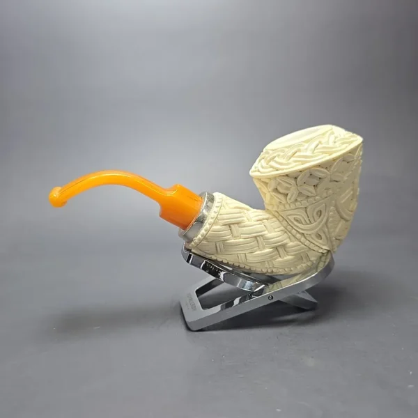 MBSD Meerschaum Silver Floral Dublin Reverse Calabash Block Meerschaum Pipe, New - Image 5
