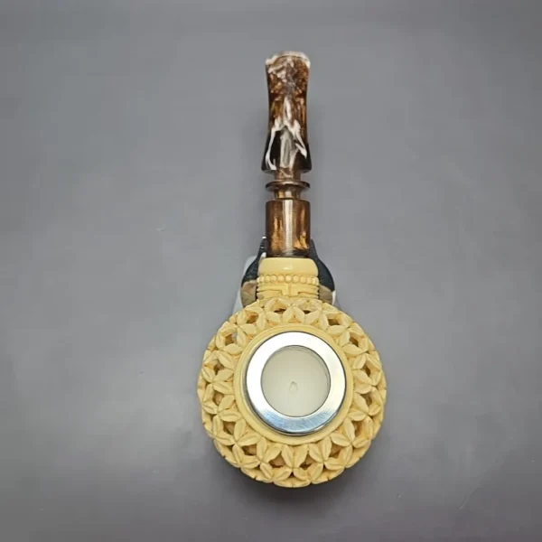 MBSD Meerschaum Silver Cap Lattice Author Block Meerschaum Pipe, New - Image 10