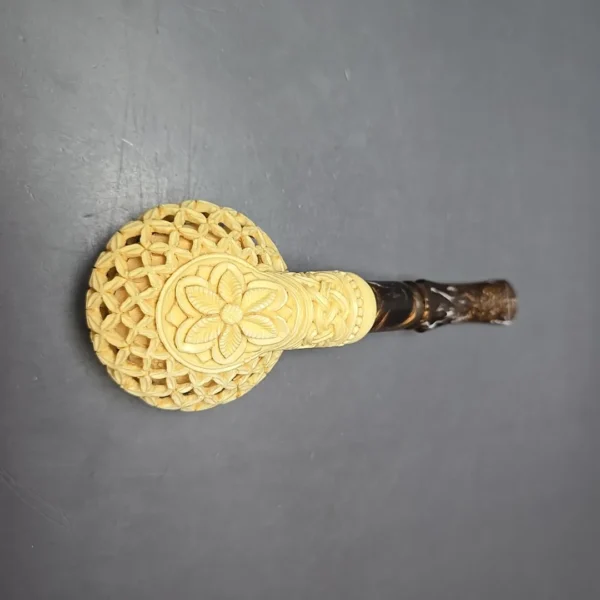 MBSD Meerschaum Silver Cap Lattice Author Block Meerschaum Pipe, New - Image 11