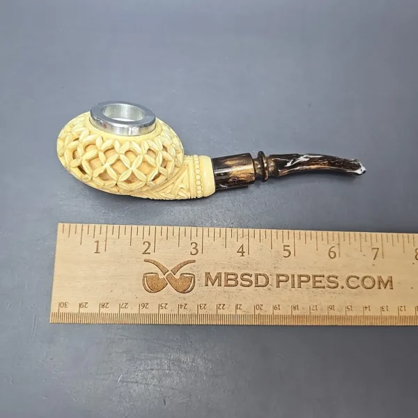 MBSD Meerschaum Silver Cap Lattice Author Block Meerschaum Pipe, New - Image 12