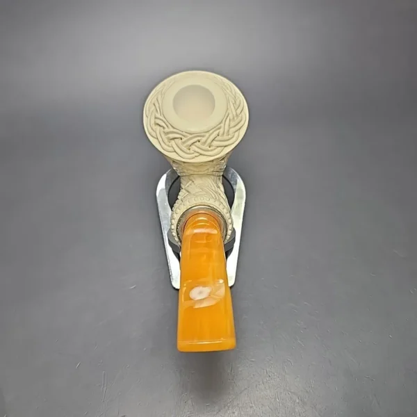 MBSD Meerschaum Silver Floral Dublin Reverse Calabash Block Meerschaum Pipe, New - Image 6