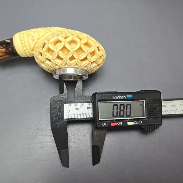 MBSD Meerschaum Silver Cap Lattice Author Block Meerschaum Pipe, New - Image 13