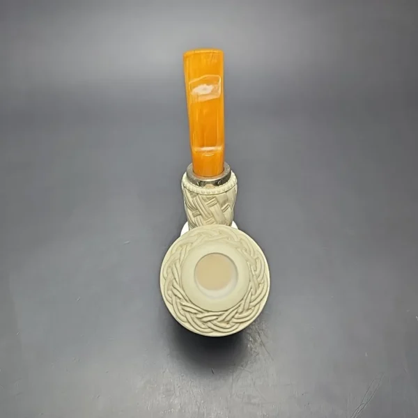 MBSD Meerschaum Silver Floral Dublin Reverse Calabash Block Meerschaum Pipe, New - Image 9