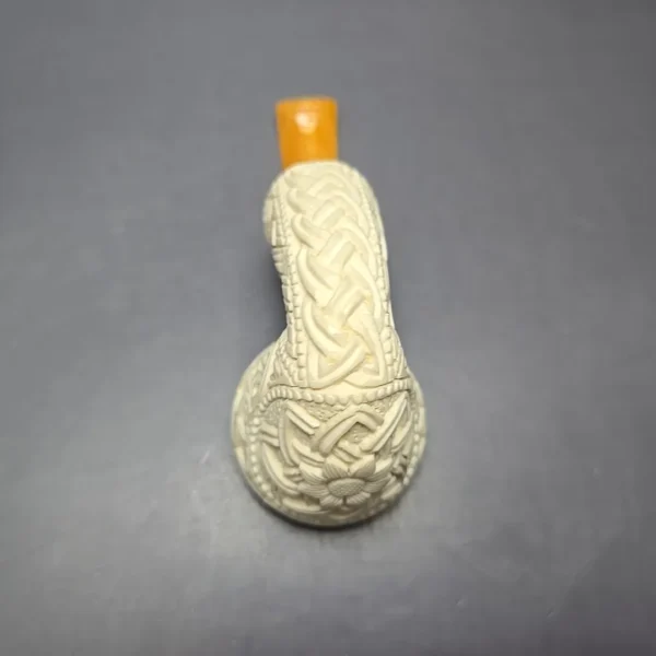 MBSD Meerschaum Silver Floral Dublin Reverse Calabash Block Meerschaum Pipe, New - Image 10