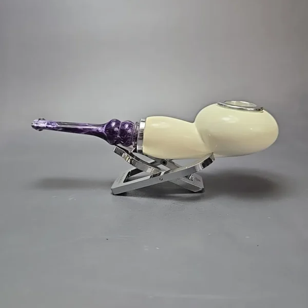 MBSD Meerschaum Double Silver XL Smooth Author Reverse Calabash Block Meerschaum Pipe, New - Image 6