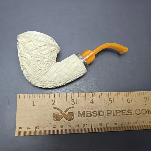 MBSD Meerschaum Silver Floral Dublin Reverse Calabash Block Meerschaum Pipe, New - Image 11