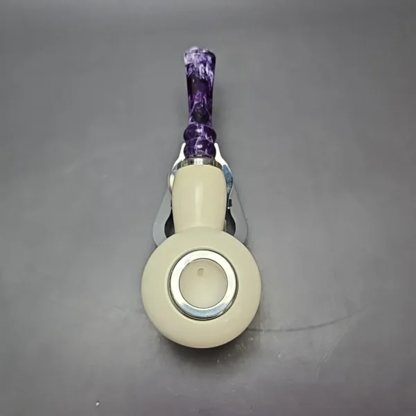 MBSD Meerschaum Double Silver XL Smooth Author Reverse Calabash Block Meerschaum Pipe, New - Image 10