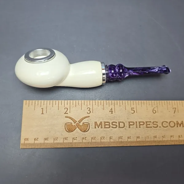 MBSD Meerschaum Double Silver XL Smooth Author Reverse Calabash Block Meerschaum Pipe, New - Image 12