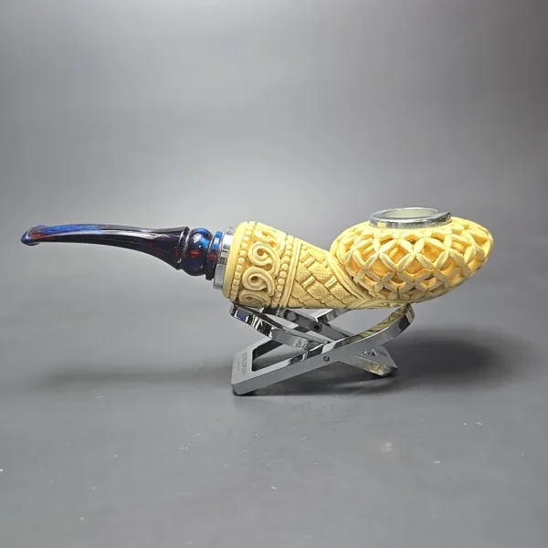 MBSD Meerschaum Double Silver XL Lattice Author Block Meerschaum Pipe, New - Image 5