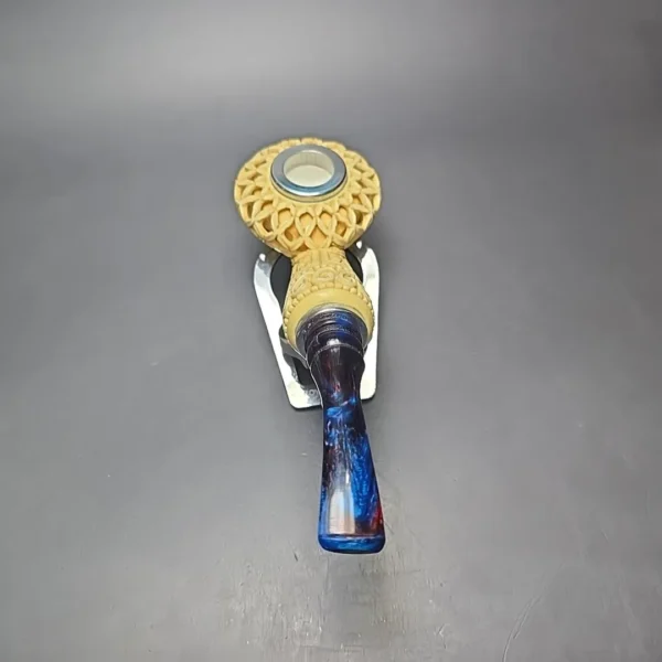 MBSD Meerschaum Double Silver XL Lattice Author Block Meerschaum Pipe, New - Image 6