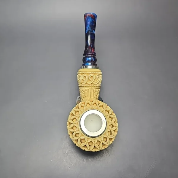 MBSD Meerschaum Double Silver XL Lattice Author Block Meerschaum Pipe, New - Image 9