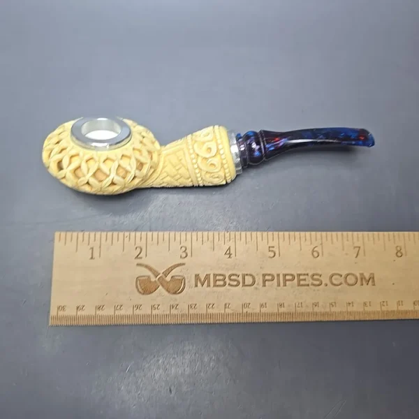 MBSD Meerschaum Double Silver XL Lattice Author Block Meerschaum Pipe, New - Image 11
