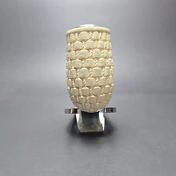MBSD Meerschaum Double Silver Brickwork Stack Reverse Calabash Block Meerschaum Pipe, New - Image 4