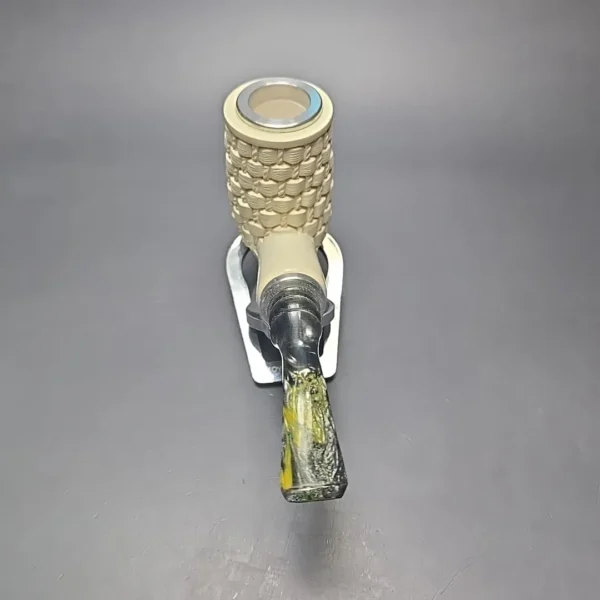 MBSD Meerschaum Double Silver Brickwork Stack Reverse Calabash Block Meerschaum Pipe, New - Image 6