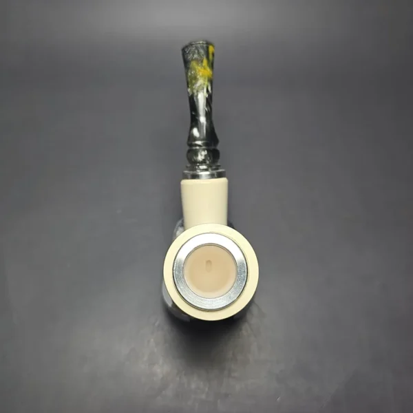 MBSD Meerschaum Double Silver Brickwork Stack Reverse Calabash Block Meerschaum Pipe, New - Image 9