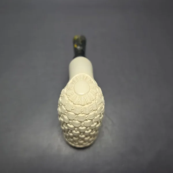 MBSD Meerschaum Double Silver Brickwork Stack Reverse Calabash Block Meerschaum Pipe, New - Image 10
