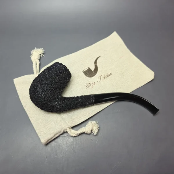 Pipe Tristan Granite Rusticated LC Bent Billiard Handmade Briar Pipe, New - Image 12