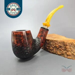 Nording Giant Classic C Partially Rusticated Bent Billiard w/ Silver Estate Briar Pipe, Unsmoked