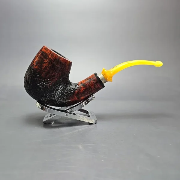 Nording Giant Classic C Partially Rusticated Bent Billiard w/ Silver Estate Briar Pipe, Unsmoked - Image 9