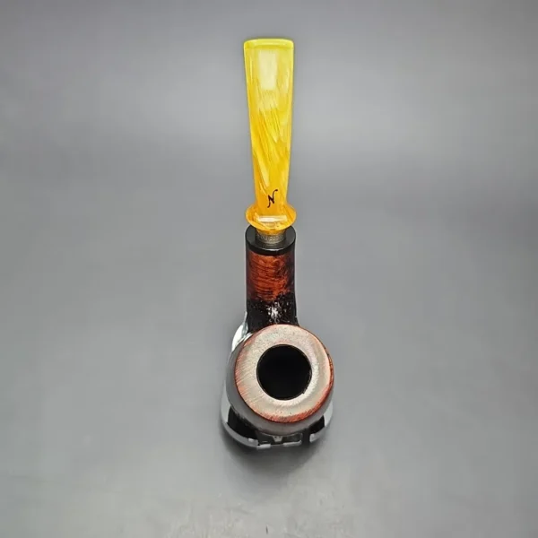 Nording Giant Classic C Partially Rusticated Bent Billiard w/ Silver Estate Briar Pipe, Unsmoked - Image 7