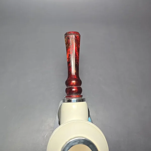 MBSD Meerschaum Double Silver Smooth Rhodesian Reverse Calabash Block Meerschaum Pipe, New - Image 8