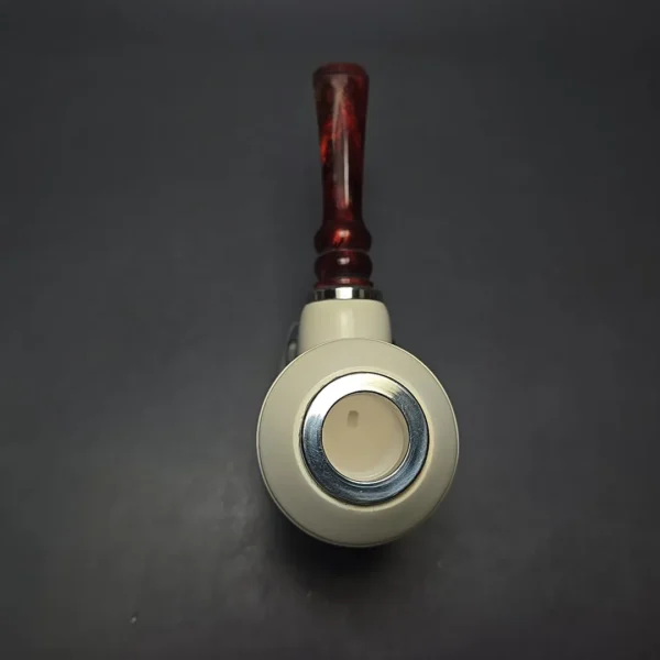 MBSD Meerschaum Double Silver Smooth Rhodesian Reverse Calabash Block Meerschaum Pipe, New - Image 9