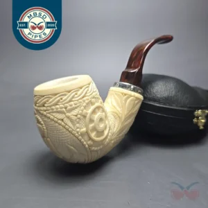 MBSD Meerschaum Silver US Navy Reverse Calabash Block Meerschaum Pipe, New