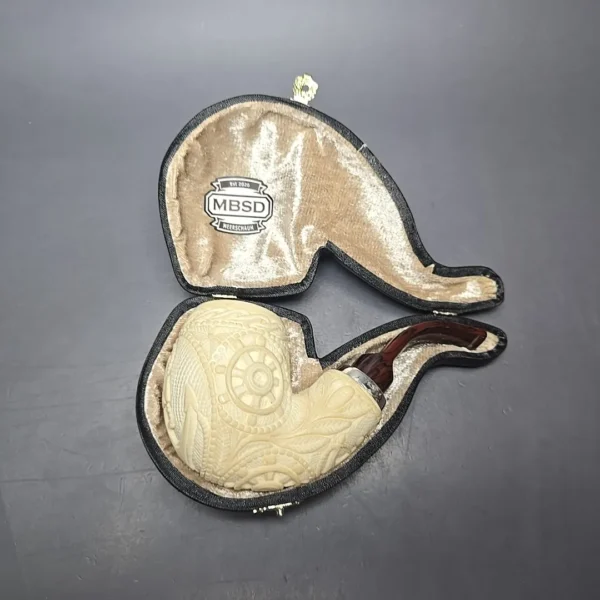 MBSD Meerschaum Silver US Navy Reverse Calabash Block Meerschaum Pipe, New - Image 12