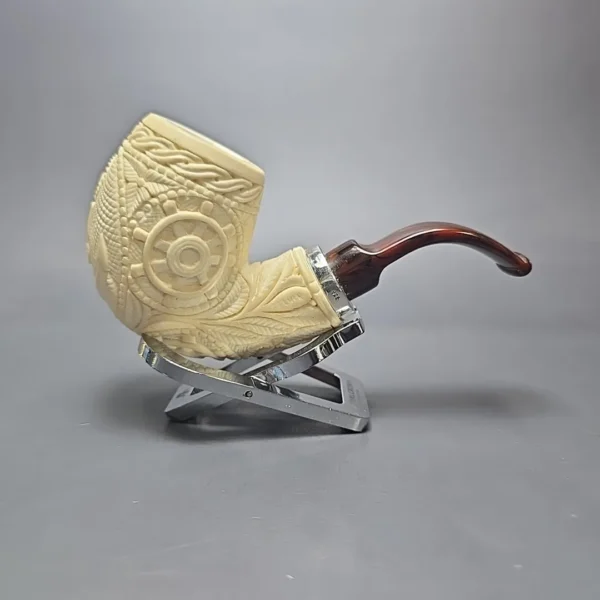 MBSD Meerschaum Silver US Navy Reverse Calabash Block Meerschaum Pipe, New - Image 13