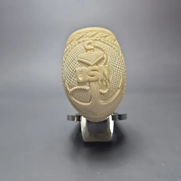 MBSD Meerschaum Silver US Navy Reverse Calabash Block Meerschaum Pipe, New - Image 8