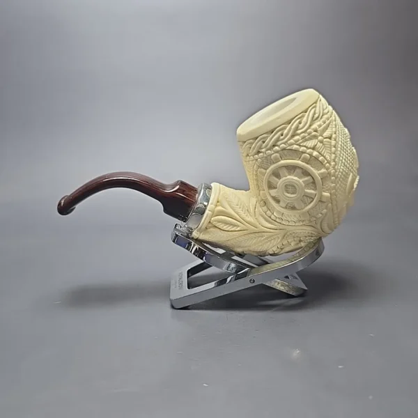 MBSD Meerschaum Silver US Navy Reverse Calabash Block Meerschaum Pipe, New - Image 9