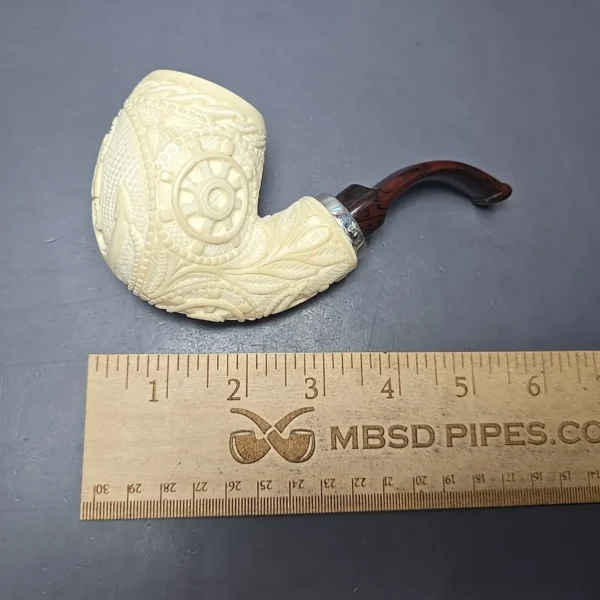 MBSD Meerschaum Silver US Navy Reverse Calabash Block Meerschaum Pipe, New - Image 7