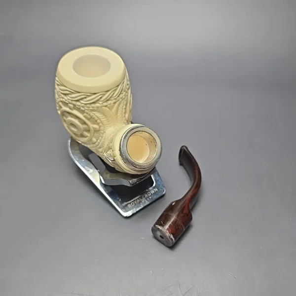 MBSD Meerschaum Silver US Navy Reverse Calabash Block Meerschaum Pipe, New - Image 3