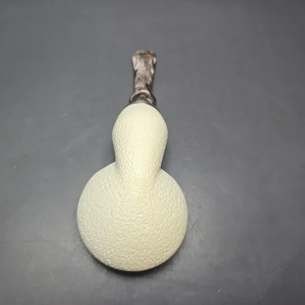 MBSD Meerschaum Double Silver Leather Rusticated Author Reverse Calabash Block Meerschaum Pipe, New - Image 10