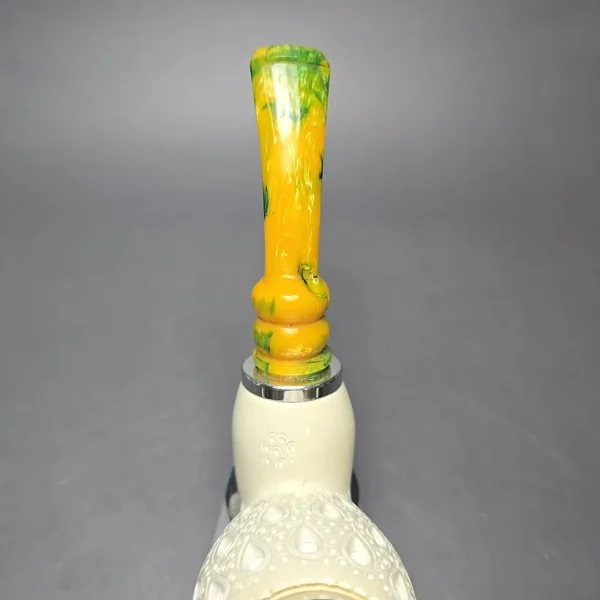 MBSD Meerschaum Double Silver Stacked Lattice Egg Reverse Calabash Block Meerschaum Pipe, New - Image 10