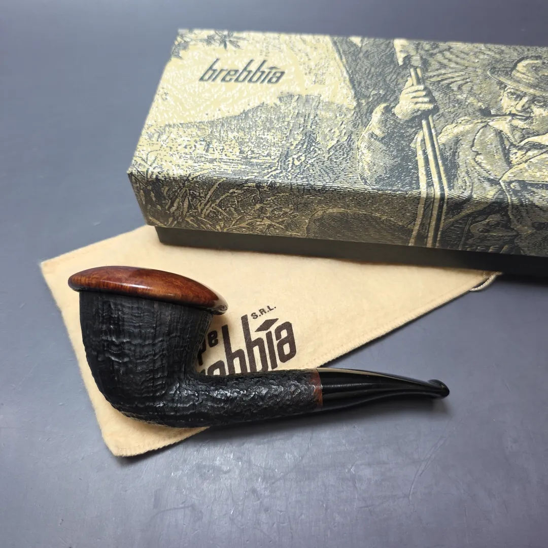 Brebbia Calabash Partially Sandblasted Calabash Estate Briar Pipe, Italian Estates, 9mm - Image 2