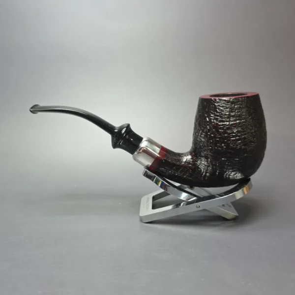 Hans Former Nielsen Partially Sandblasted Bent Billiard w/ Silver Estate Briar Pipe, Unsmoked - Image 4