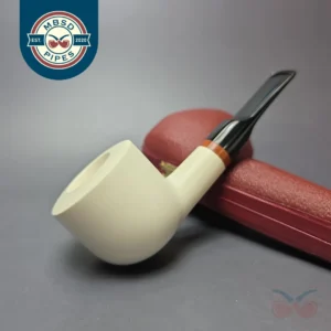 MBSD Meerschaum Deluxe Smooth Pot Block Meerschaum Pipe, Briar-Mortise, New