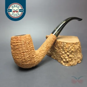 Pipe Tristan Magnum Natural Sandblast LC Bent Billiard Handmade Briar Pipe, New