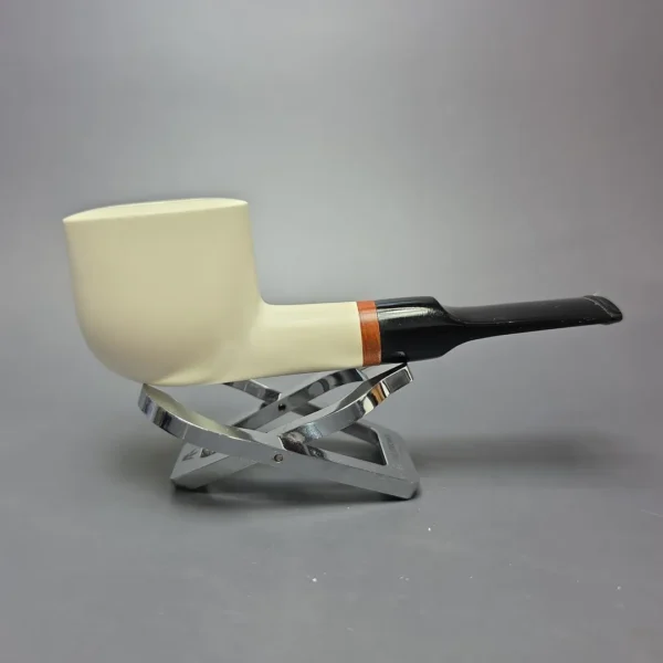MBSD Meerschaum Deluxe Smooth Pot Block Meerschaum Pipe, Briar-Mortise, New - Image 3