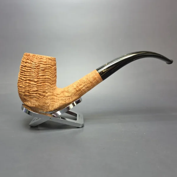 Pipe Tristan Magnum Natural Sandblast LC Bent Billiard Handmade Briar Pipe, New - Image 3