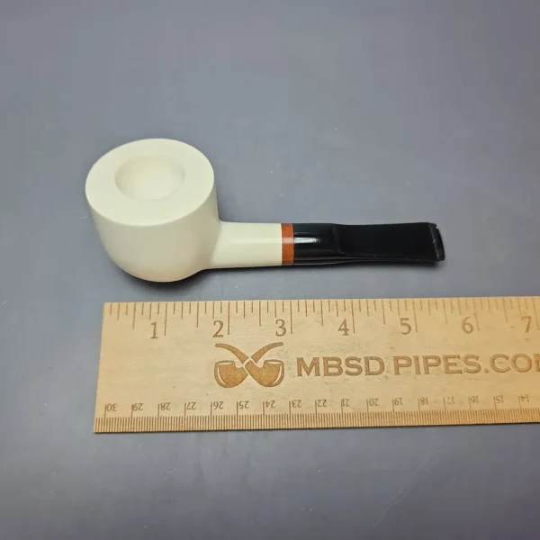 MBSD Meerschaum Deluxe Smooth Pot Block Meerschaum Pipe, Briar-Mortise, New - Image 8
