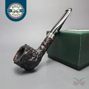 Peterson Cobble 608 Rusticated & Sandblasted Pot w/ Silver Briar Pipe, New