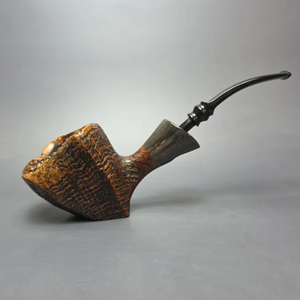 Ben Wade (Preben Holm) Danish Hand Model 100 XL Sandblasted Freehand Sitter w/ Horn Estate Briar Pipe, Danish Estates - Image 7
