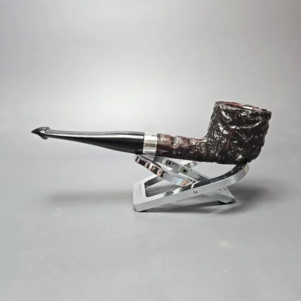 Peterson Cobble 608 Rusticated & Sandblasted Pot w/ Silver Briar Pipe, New - Image 13