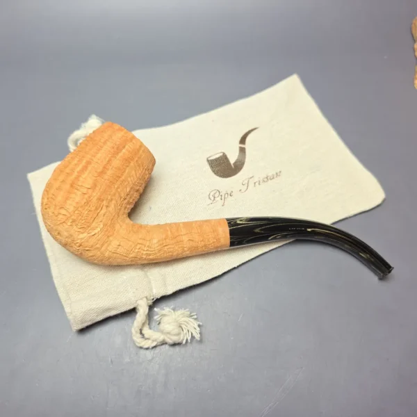 Pipe Tristan Magnum Natural Sandblast LC Bent Billiard Handmade Briar Pipe, New - Image 14