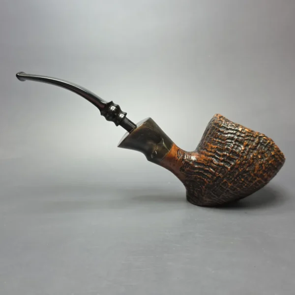 Ben Wade (Preben Holm) Danish Hand Model 100 XL Sandblasted Freehand Sitter w/ Horn Estate Briar Pipe, Danish Estates - Image 5