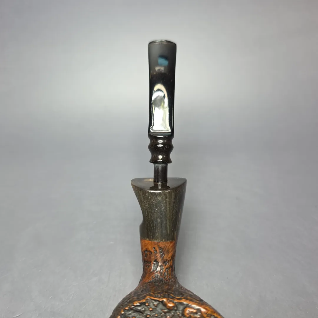 Ben Wade (Preben Holm) Danish Hand Model 100 XL Sandblasted Freehand Sitter w/ Horn Estate Briar Pipe, Danish Estates - Image 2