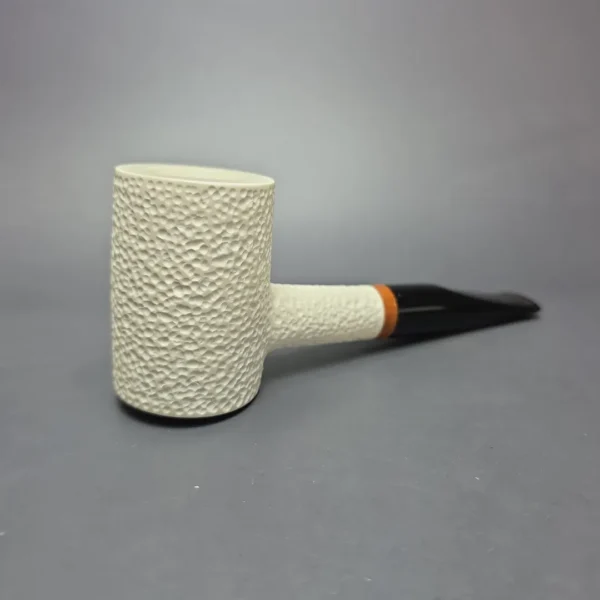MBSD Meerschaum Deluxe Rusticated Poker Block Meerschaum Pipe, Briar-Mortise, New - Image 3